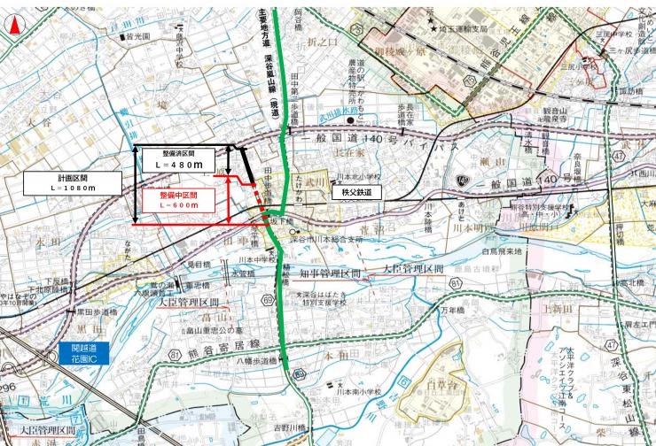 深谷嵐山線位置図