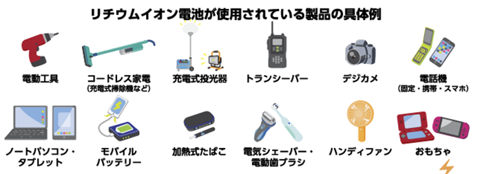 リチウムイオン電池使用製品例