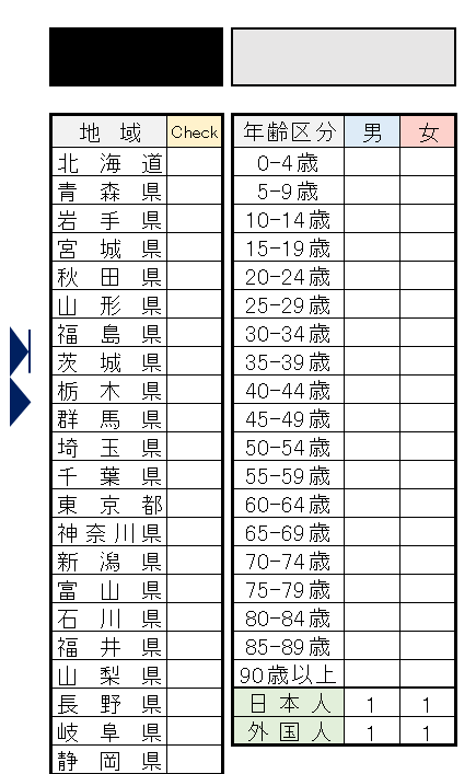 日本人外国人の入力