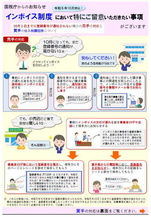 R5_国税庁リーフレット「インボイス制度において特にご留意いただきたい事項」の画像