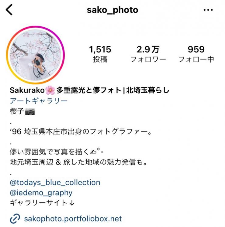 Sakurekoさんのインスタグラムプロフィール