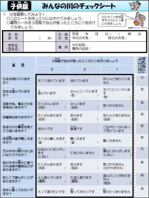 【子供版】みんなの川のチェックシート　表面