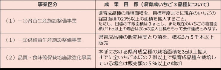 成果目標の表