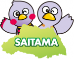 SAITAMAと表記された埼玉県から顔を出す埼玉県マスコット「さいたまっち」「コバトン」