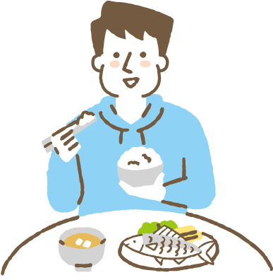 バランスの良い食事をとる男性のイラスト