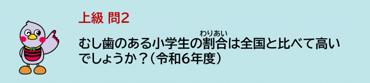 上級問2_むし歯のある小学生の割合は全国と比べて高いでしょうか