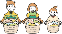 家族で家事を行っているイラスト