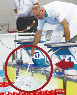 合図棒を使用している写真