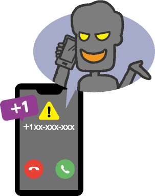 海外からの怪しい着信を受けるスマートフォンのイラスト