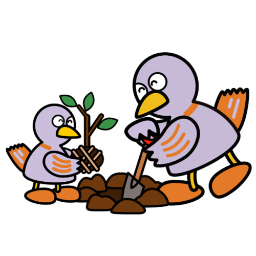 木を植えるコバトン
