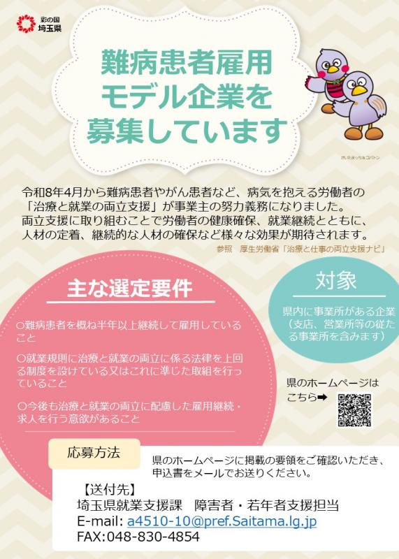 難病患者雇用モデル企業募集