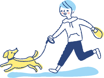 犬の散歩をするイラスト