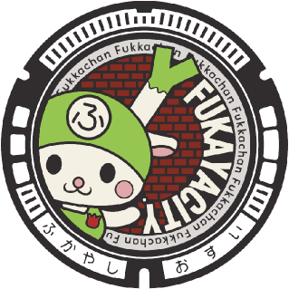 ふっかちゃんが描かれたマンホール