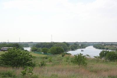 上流の風景　荒川と入間川の合流点